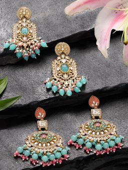 Zaveri Pearls - Multicolour Meenakari Beads Kundan Dangle Earrings (Pack of 2)