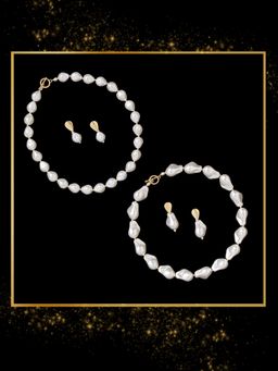 Zaveri Pearls - Gold Tone Toggle Clasp Pearl Necklace Earring (Pack of 2)