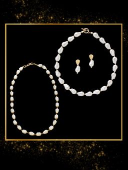 Zaveri Pearls - Gold Tone Classy Pearls Necklaces and Earrings (Pack of 2)