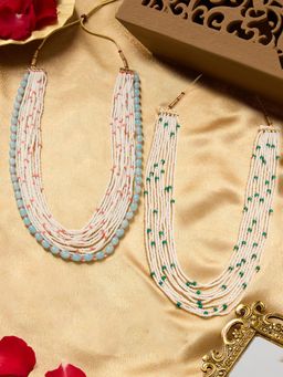 Zaveri Pearls - Multicolour Beaded Strands Fusion Wear Necklaces (Pack of 2)