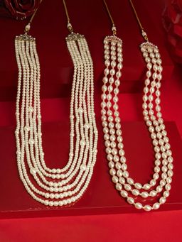 Zaveri Pearls - Pearl Multilayer Pearls Beads Festive Necklaces (Pack of 2)