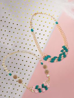 Zaveri Pearls - Multicolour Beads and Pearls Festive Wear Necklaces (Pack of 2)