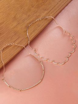 Zaveri Pearls - White Contemporary Cubic Zirconia Necklaces (Pack of 2)