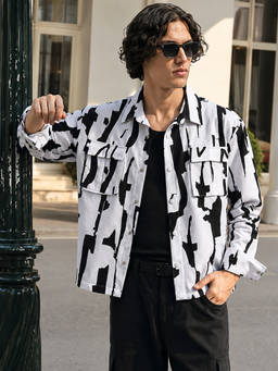 The Indian Garage Co - White Polyester Collar Neck Boxy Fit Printed Full Sleeves Shirt