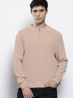 The Indian Garage Co - Grey Polyester Blend Henley Neck Textured Sweatshirt