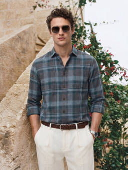 The Indian Garage Co - Blue Cotton Collar Neck Regular Fit Checks Full Sleeves Shirt