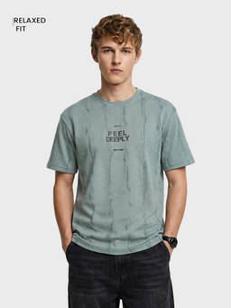 The Indian Garage Co - Green Cotton Blend Crew Neck Relaxed Fit Printed Half Sleeves T-Shirt