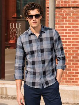 The Indian Garage Co - Multi-Color Cotton Collar Neck Slim Fit Checks Full Sleeves Shirt