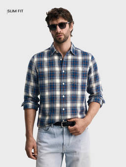 The Indian Garage Co - Teal Cotton Collar Neck Slim Fit Checks Full Sleeves Shirt