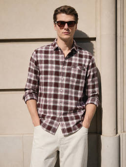 The Indian Garage Co - Rust Cotton Collar Neck Slim Fit Checks Full Sleeves Shirt