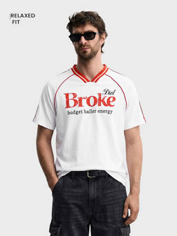 The Indian Garage Co - White Polyester Crew Neck Relaxed Fit Typography Half Sleeves T-Shirt