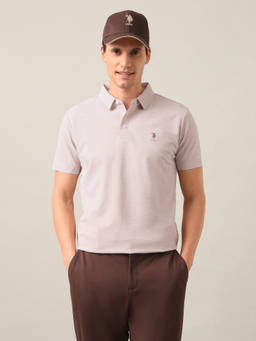 U.S. POLO ASSN. - Pink Polyester Collar Neck Slim Fit Solid/Plain Half Sleeves Polo T-Shirt