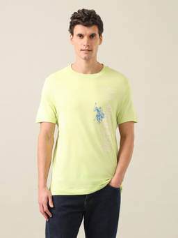 U.S. Polo Assn. Denim Co. - Green Cotton Crew Neck Regular Fit Typography Half Sleeves T-Shirt