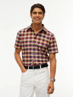 Tommy Hilfiger - Multi-Color Cotton Collar Neck Regular Fit Checks Half Sleeves Shirt