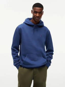 Tommy Hilfiger - Blue Cotton Hooded Regular Fit Solid/Plain Full Sleeves Hoodie