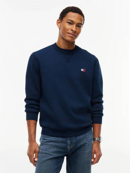 Tommy Hilfiger - Blue Cotton Crew Neck Regular Fit Solid/Plain Full Sleeves Sweatshirt