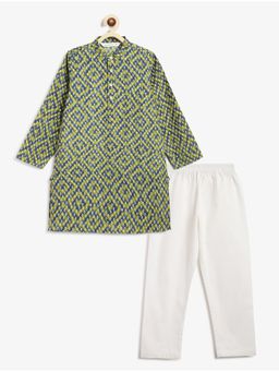 Campana - Boys Palash Bandhani Diamonds Blue & Green Kurta and Pyjama (Set of 2)