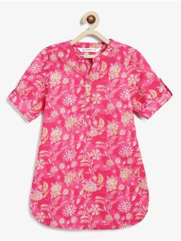 Campana - Girls Urvashi Magenta Floral Printed Cotton Kurta