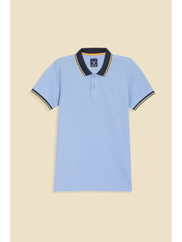Allen Solly - Boys Light Blue Textured Polo Neck T-Shirt