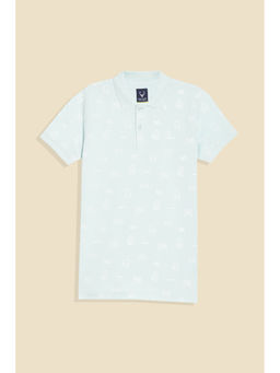 Allen Solly - Boys Green Print Polo Neck T-Shirt