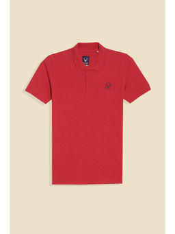 Allen Solly - Boys Red Textured Polo Neck T-Shirt