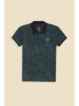 Allen Solly - Boys Navy Print Polo Neck T-Shirt