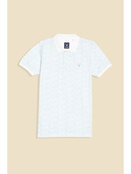 Allen Solly - Boys White Print Polo Neck T-Shirt