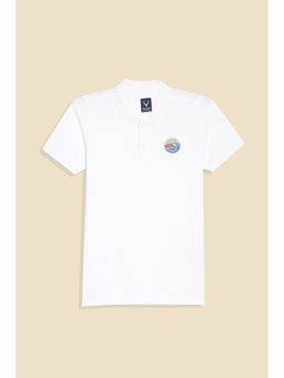Allen Solly - Boys White Graphic Print Polo Neck T-Shirt