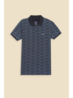 Allen Solly - Boys Navy Print Polo Neck T-Shirt