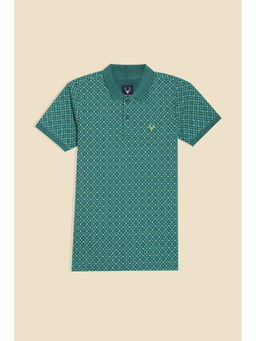 Allen Solly - Boys Green Print Polo Neck T-Shirt