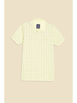 Allen Solly - Boys Yellow Print Polo Neck T-Shirt