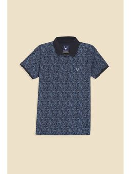 Allen Solly - Boys Navy Print Polo Neck T-Shirt