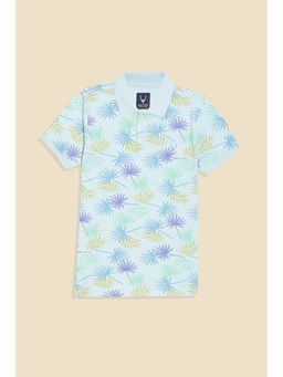 Allen Solly - Boys Light Blue Print Polo Neck T-Shirt