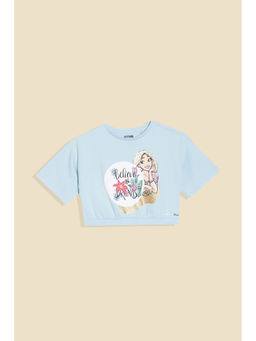 Allen Solly - Girls Light Blue Graphic Print Casual T-Shirt