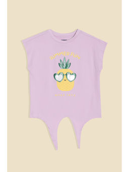 Allen Solly - Girls Lilac Graphic Print Casual T-Shirt