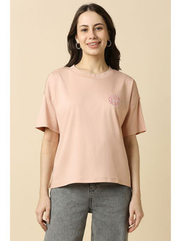 Allen Solly - Women Peach Solid Casual T-Shirt