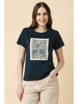 Allen Solly - Women Navy Print Casual T-Shirt