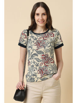 Allen Solly - Women Beige Print Casual T-Shirt