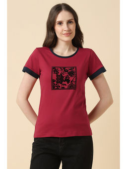 Allen Solly - Women Red Print Casual T-Shirt