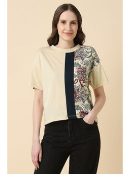 Allen Solly - Women Beige Print Casual T-Shirt
