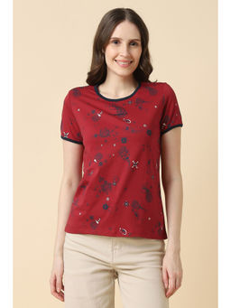 Allen Solly - Women Red Print Casual T-Shirt