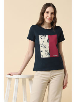 Allen Solly - Women Navy Print Casual T-Shirt