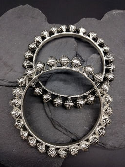 Fida - Wedding Ethnic Indian Silver Manika Bangles For Women (Set of 2)