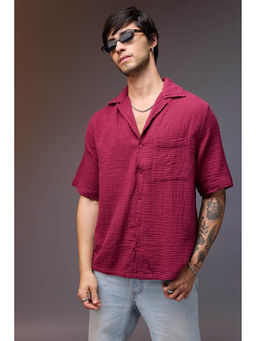 FREAKINS - Breezy Relaxed Maroon Shirt