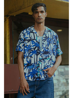 FREAKINS - Surf The Web Print Blue Men's Viscose Shirt