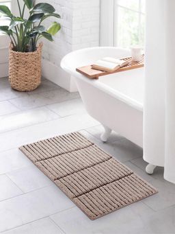 OBSESSIONS - Polyester Anti-Skid Stripes Bath Mat - Brown