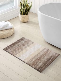 OBSESSIONS - Polyester Anti-Skid Stripes Bath Mat - Beige