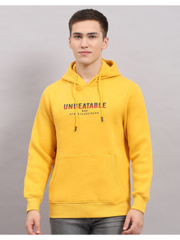 Monte Carlo - Men Printed Cotton Blend Yellow Hoodie