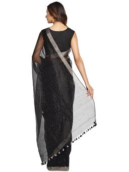 Fabindia - Black Hand Woven Linen Blend Sari
