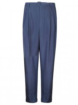 Saint Laurent - Navy Blue Pleated Trouser